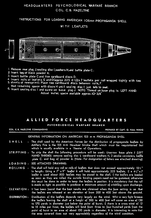 105mm Propaganda Leaflet Shell Operating Instructions