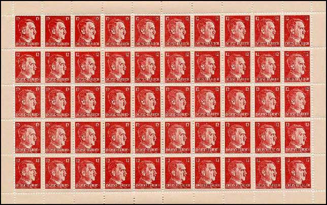Sheet of 12 Pfennig forged stamps