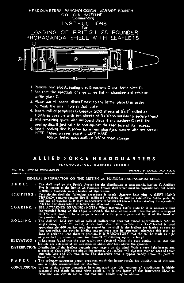 British 25 pound leaflet shell