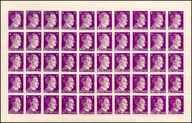 Sheet of 6 Pfennig forged stamps