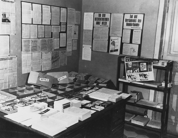 OSS print shop displaying examples of their black propaganda 