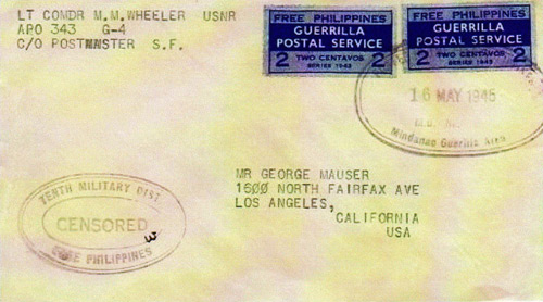 Free Philippines Guerrilla Postal Service Propaganda Stamp Cover