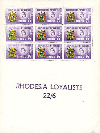 Rhodesia Souvenir Sheet