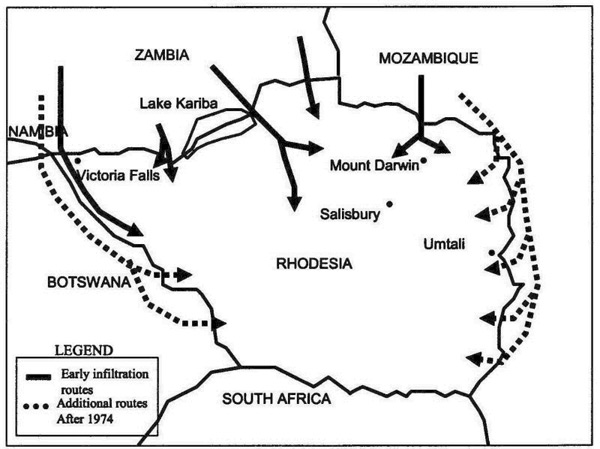 Insurgent Infiltration Routes into Rhodesia