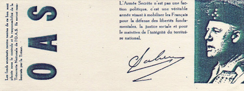 The OAS Secret Army Banknote Leaflet