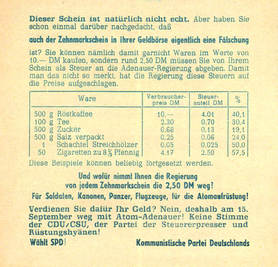 The Inside of 1957 Anti-Adenauer Communist Banknote