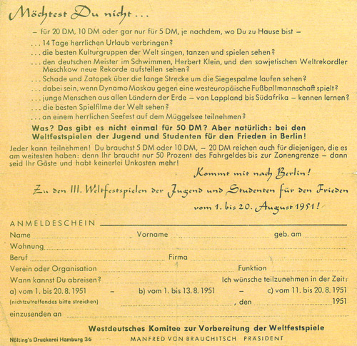 The Communist 1951 Festival Invitation Banknote