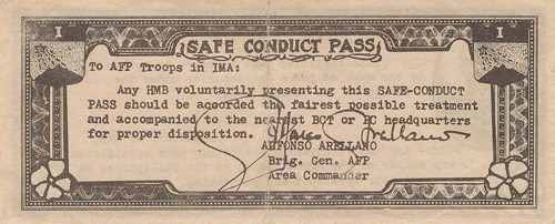 The 2 Peso HUK Safe Conduct Banknote Back