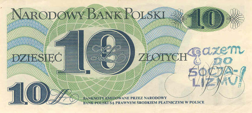 Genuine Banknote Overprinted 'Socialism to the Gas Chamber. Overcome your fear, do not vote'.