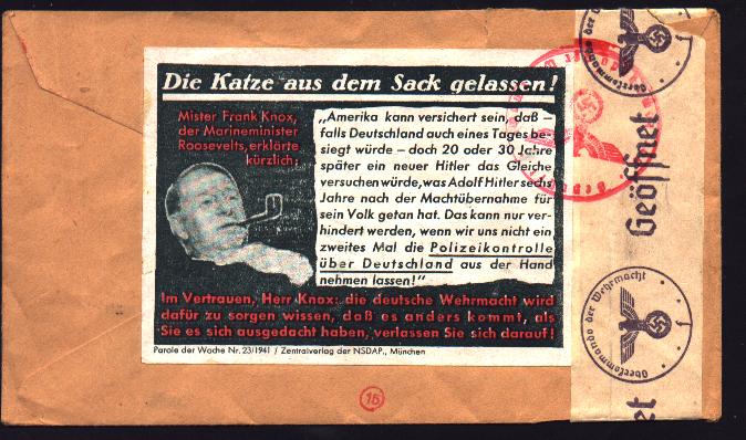 Genuine Parole der Woche, Nr. 23/1941 as used on an envelope