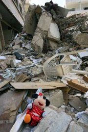Brand new Minnie mouse laying in bomb damaged Lebanon