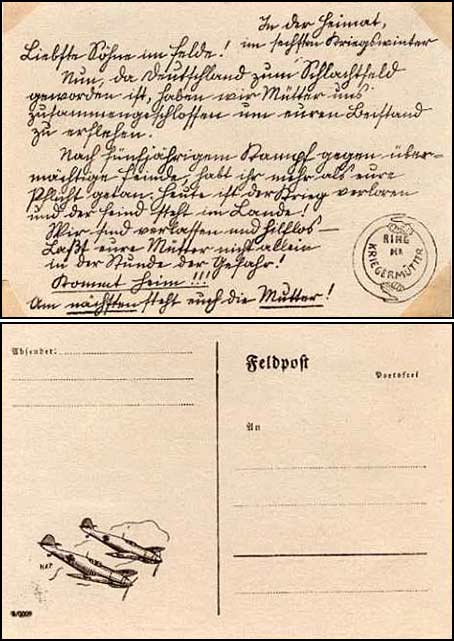Operation Sauerkraut - War Mothers Group Feldpost card