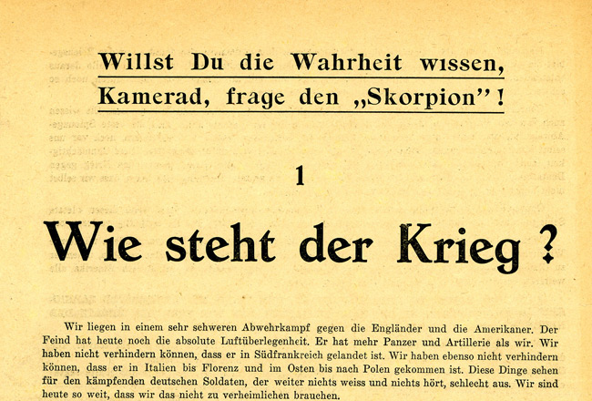 Leaflet-newspapers: This is the first issue of the genuine German Skorpions