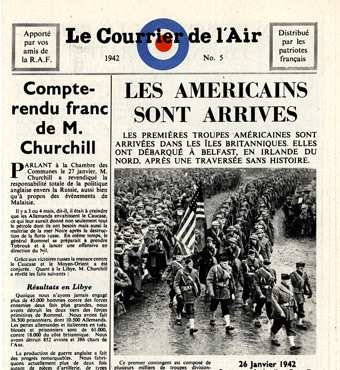 Leaflet-newspapers: Fig. 4. The revised version is identical in every respect to that shown in Fig. 5 except that the picture this time unmistakedly shows American soldiers. Leaflet-newspapers: Fig. 4. The revised version is identical in every respect to that shown in Fig. 5 except that the picture this time unmistakedly shows American soldiers.