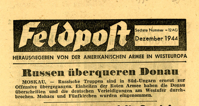 Leaflet-newspapers: Fig. 18. About 33 issues of Feldpost were produced from  November 1944 to April 1945.