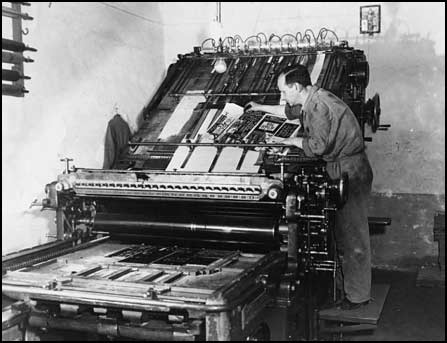 Operation Sauerkraut - The OSS print shop prepares leaflets and gummed stickers