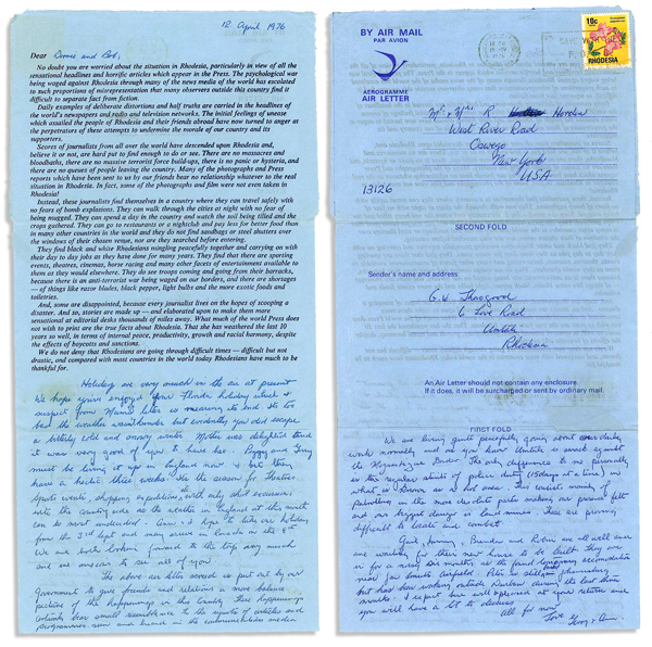 Rhodesian propaganda air letter, courtesy of Wolfgang Baldus