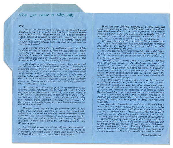 Rhodesian Propaganda air letters: One of the accusations... Rhodesian Propaganda air letters: One of the accusations...
