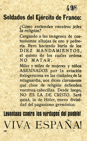 Spanish Civil War propaganda leaflet