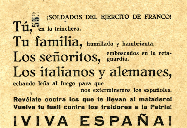 Spanish Civil War propaganda leaflet