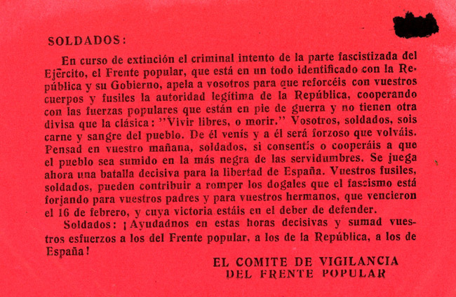Spanish Civil War propaganda leaflet