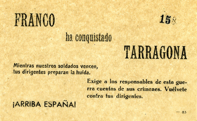 Spanish Civil War propaganda leaflet