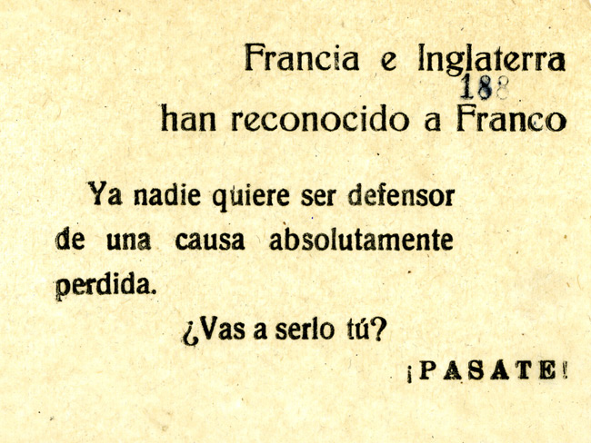 Spanish Civil War propaganda leaflet