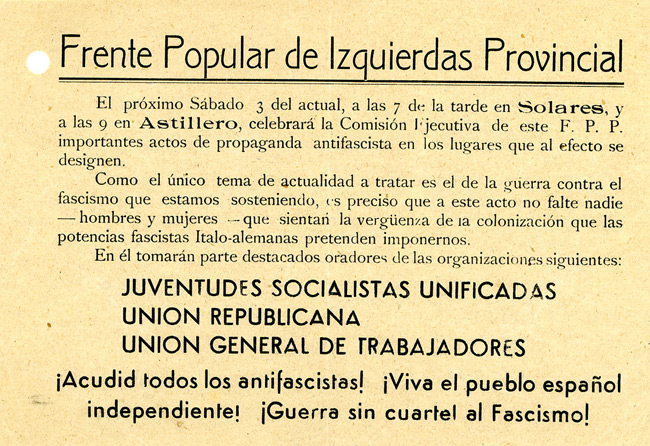 Spanish Civil War propaganda leaflet