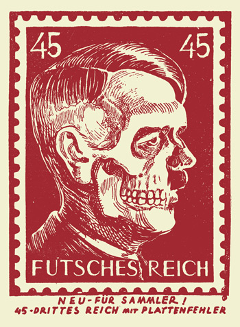 Parody OWI / OSS Hitler postage stamp propaganda label
