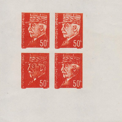 50c Petain with Cap Vignette in Wrong Color