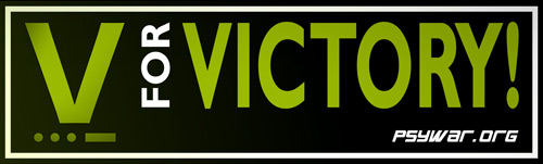New PsyWar.Org V for Victory bumper stickers