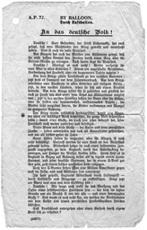 A.P. 72, An das deutsche Volk!