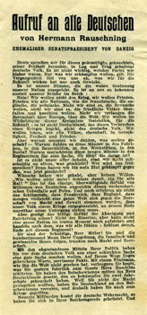No Code, Aufruf an alle Deutschen von Hermann Rauschning
