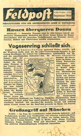 Random PSYOP leaflet - Field Post, Sixth Edition, December 1944 - Russians Cross Danube