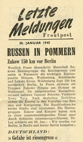 Random PSYOP leaflet - Latest News, 30 January 1945 - RUSSIANS IN POMERANIA