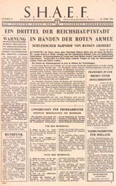 Random PSYOP leaflet - S.H.A.E.F. Newspaper, No. 15, 25 April 1945 - RED ARMY HOLDS ONE-THIRD OF BERLIN�