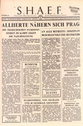 Random PSYOP leaflet - S.H.A.E.F. Newspaper, No. 24,  7 May 1945 - AID FOR CZECHS FROM EAST AND WEST