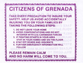 Random PSYOP leaflet - CITIZENS OF GRENADA TAKE EVERY PRECAUTION TO INSURE YOUR SAFETY