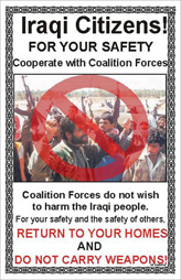 Random PSYOP leaflet - Coalition Forces do not wish to harm the Iraqi people