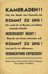 Random PSYOP leaflet - COMRADES!! Follow the example of your comrades and COMES TO US!