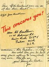 No Code, This concerns you! Envelope and letter signed S/Sgt. Jesse Bradburn