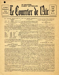 Le Courrier de l'Air, 11 Juillet 1918, No. 61 - Les Troupes Am�ricains En France - Plus De 1, 000, 000 Envoy�es