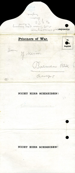 E/6, Prisoners of War Letter - Absender:- No. 449, Karl Heinz Meiser