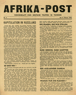 No Code, AFRIKA-POST, Nr. 4, 8. Februar 1943 - KAPITULATION IN RUSSLAND