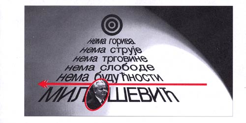 Leaflet 04-B-02-L004, "No gasoline, no electricity, no trade, no freedom, no future"