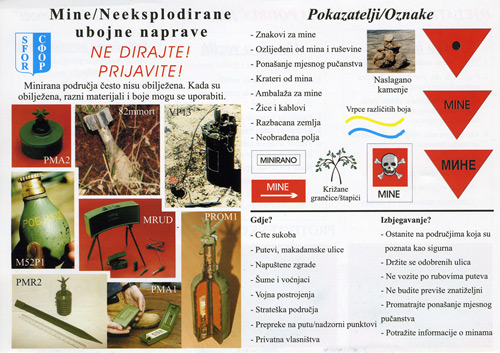 Bosnia Mine Awareness leaflet