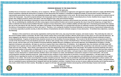 IZ C148, FREEDOM MESSAGE TO THE IRAQI PEOPLE