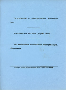 The Troublemakers� Rhodesian propaganda leaflet