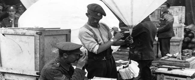 WWI: Balloon distribution of propaganda leaflets.