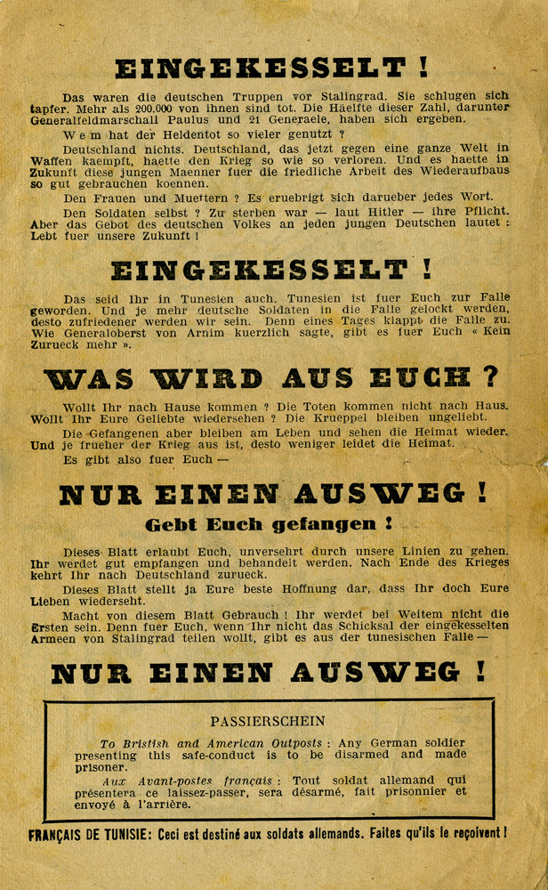 Psywar Leaflet Archive G 7 Die Toten Kommen Nicht Nach Haus